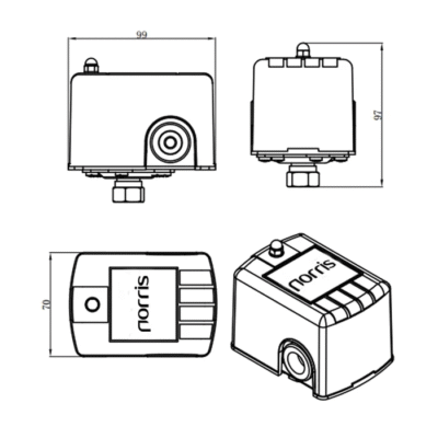 Presostato Norris | 20-40 PSI | Conexión hembra de 1/4” | 110/220V | NC | NRP2040