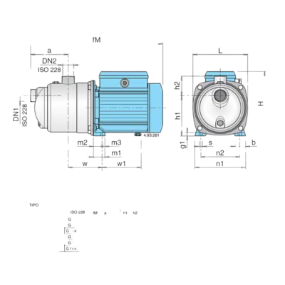 3 Electrobomba Calpeda | Multietapa horizontal | 1 Hp | 220/440 Vac | Acero Inox. | Trifásico | SxD 1″ x 1″ | 24 MCA / 9 GPM | MXA 203-60/A