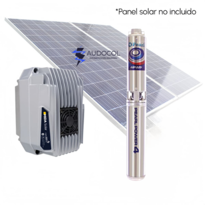 AUDOCOL (1584 x 396 px) Kit Solar Sumergible Pearl 4PWP13G10C3MS205 | Bomba 1 HP | Hmax 94 m | Qmax 21 gpm | Inversor MIDA 205 MP | Sin Paneles