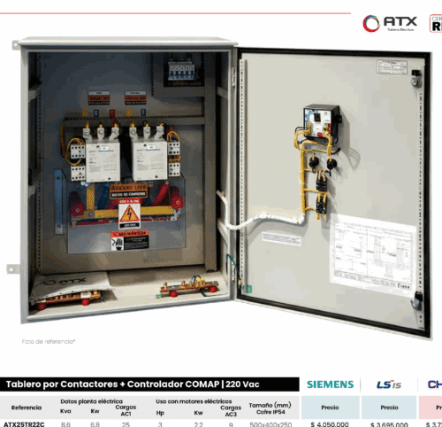 Tablero Chint de Transferencia Automática por Contactores | Planta Eléctrica 105 KVA | 275 A | ATX275TR22C